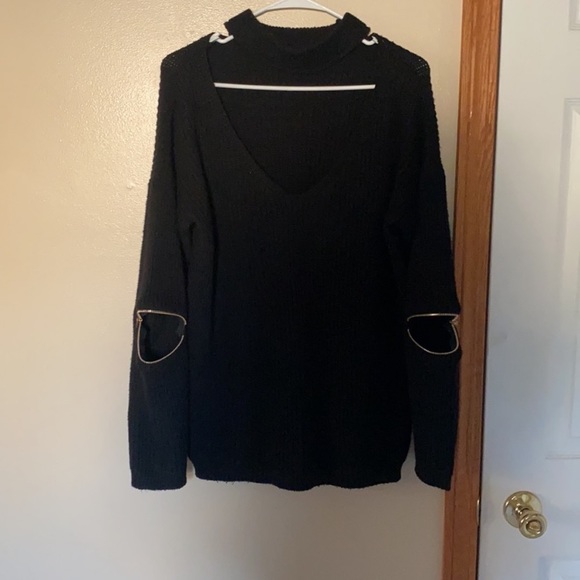 FAUX CHOKER ZIPPER SWEATER NWOT - Picture 4 of 5
